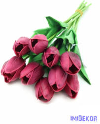  Tulipán gumis 10 szálas real touch köteg 33cm - Bíbor