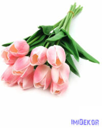  Tulipán gumis 10 szálas real touch köteg 33cm - Cirmos Rózsaszín