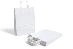 Szidibox Karton Sodrottfüles papírtáska, papírszatyor 26x35+12cm fehér 100db/csomag (SZID-02548)