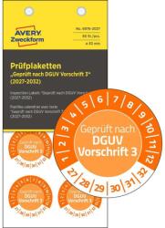 Avery-Zweckform Avery időjárásálló öntapadó plakett Vinyl "Geprüft nach DGUV Vorschrift 3" 2027-2032 év Ø 30 mm - narancssárga (6976-2027)