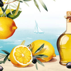 Mank Textilhatású prémium dekorszalvéta 40x40 cm 50 lap/csomag - Oliva és citrom