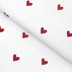 Goldea pamutvászon - piros szívecskék, fehér alapon 160 cm
