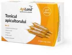 APILAND Tonicul Apicultorului - Laptisor de Matca Pur, Miere, Propolis si Polen 20 fiole x 10ml