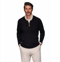 Ombre Férfi pulóver viszkózzal, cipzáros nyakkivágással, fekete OM-SWZS-0124 V2 méret XL (160994)