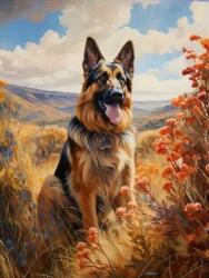 NORIMPEX - Puzzle Tablou Diamant: Ciobănesc german în munți 30x40cm - 1 - 39 piese