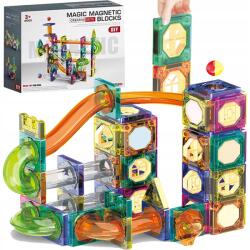 MEMFLOW Mágneses Építőkockák Golyópálya Oktatási Kreatív 73 Db-os (KLOCKI MAGNETYCZNE KONSTRUKCYJNE 73EL MEMFLOW)
