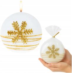 Quo Vadis Karácsonyi gyertya díszes karácsonyi gömb Fehér Arany Hópelyhekkel (5907649633062)