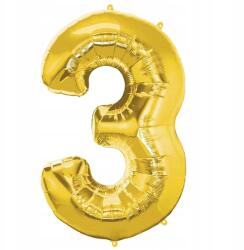 Springos Fólia Lufi Szám 3 Születésnap Arany XXL 40cm Születésnapi Dekoráció Arany