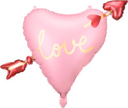 PartyDeco Balon din folie - Inimă cu săgeată „Love 66 x 48 cm