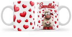  Szeretlek bögre, bárányos szívecskékkel (b1401)