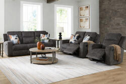  Set Canapele 3+2+1 Kanlow cu Recliner Tapitate Stofa Gri Inchis (C3794) Canapea