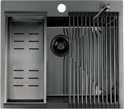 Laveo Malawi, 1 rekeszes rozsdamentes mosogató kiegészítőkkel 580x500x200 mm, grafit, LAV-SLMA510D (LAV-SLMA510D)