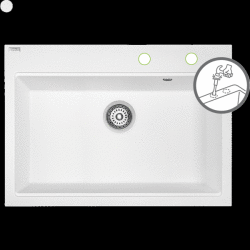 Laveo Tau, 1 rekeszes gránit mosogató 700x500x215 mm, fehér, LAV-SBT_6107 (LAV-SBT_6107)