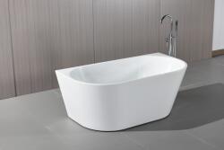 Erga Norah, szabadon álló fürdőkád falra 150x75 cm + leeresztő dugó, fehér fényes, ERG-Norah-150075-WH-WH (ERG-NORAH-150075-WH-WH)