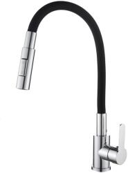 Gamma Flex 4000, álló mosogatócsaptelep flexibilis karral, 2 funkciós kifolyóval, fekete-króm, GMA-BFX-4000CH (GMA-BFX-4000CH)