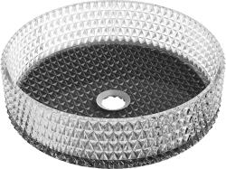 Mexen Aura, üveg pultra szerelhető mosdó 39 × 39 cm, átlátszó/fekete, 24013971 (24013971)