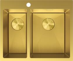 Mexen Flexo, 1, 5 rekeszes rozsdamentes mosogató 610 x 510 mm, szálcsiszolt arany, méhsejtminta, 6446611500-55HC (6446611500-55HC)