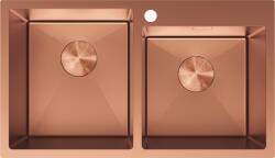 Mexen Xorin, 2 rekeszes rozsdamentes mosogató 780 x 450 mm, szálcsiszolt réz, 6441782000-65 (6441782000-65)