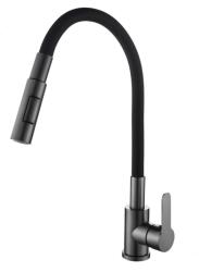 Gamma Flex 4000, álló mosogatócsaptelep flexibilis karral, 2 funkciós kifolyóval, fekete-grafit, GMA-BFX-4000GM (GMA-BFX-4000GM)