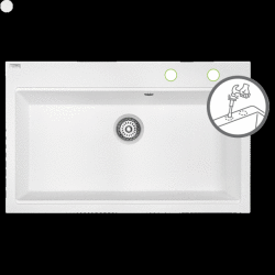 Laveo Tau, 1 rekeszes gránit mosogató 800x500x215 mm, fehér, LAV-SBT_6108 (LAV-SBT_6108)