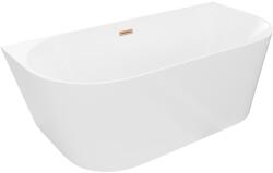 Mexen Oval Slim, szabadon álló fali kád 170 x 80 cm, fényes fehér, matt réz túlfolyó, 52661708000-65 (52661708000-65)