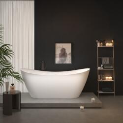 Erga Lina, szabadon álló kád 150x73 cm + lefolyódugó, fehér fényes felülettel, ERG-LINA-150073-WH-WH (ERG-LINA-150073-WH-WH)