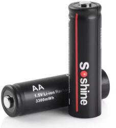 Soshine 14500 2000mAh 3300mWh HR6 tölthető 1, 5V Lithium AA ceruza elem (Soshine-14500-3300mWh)