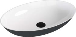 Polysan Banera - Pultra helyezhető mosdó 60x40 cm, túlfolyó nélkül, csapfurat nélkül, matt antracit/fehér 14397.52 (14397.52)