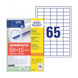AVERY Etikett címke, 38x21, 2mm, univerzális, 65 lap, 65 címke/lap , fehér (6121-65) (6121-65)