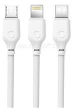 XO NB103 adatkábel 3in1 USB - Type-C/lightning/microUSB, 100cm, FEHÉR (XO_XO-NB103_W) (XO_XO-NB103_W)
