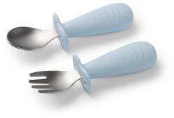 BabyOno Be Active Stainless Steel Spoon and Fork прибор за деца Blue 12m+ 2 бр
