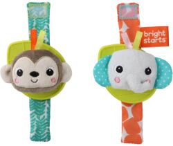 Bright Starts Wrist Pals Toy дрънкалка за ръка с гризалка Monkey & Elephant 0 m+ 2 бр