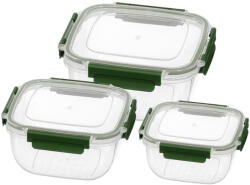 Prime ételtároló doboz szett 3 részes 500+900+1500ml - Zöld