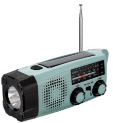 SUPERFIRE YJ03 multifunkciós LED zseblámpa rádióval, Napelemes vagy kézi (dinamó) töltés, Power bank, 100 lm, 2000 mAh, USB-C töltés