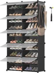 SONGMICS Cipős szekrény, 10 rekeszes moduláris tárolóegység, 32 x 165 x 125 cm, fekete (LPC035BZ02)