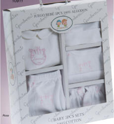 Gamberritos kiegészítő szett újszülötteknek 5 részes (sapka, kesztyű, nadrág, póló, előke) rózsaszín 10911