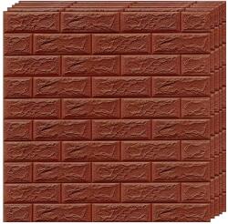 Teno 10x Teno® 3D tégla tapéta készlet, 5.3 nm fedőfelület, öntapadós, vízálló, könnyen felszerelhető, modern design, 70x77 cm, barna (TENO1922)