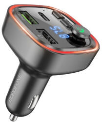 BOROFONE Bc48 Flash Qc3.0 Szivargyújtós (autós) Gyorstöltővég + Fm Transmitter Fekete