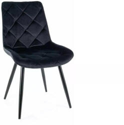 SIGNAL MEBLE Ralph Velvet Luxus Étkezőszék Fekete Bársony Steppelt