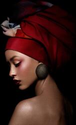  Media " Portré 60" öntapadó és mosható fotótapéta, Nő piros kendővel, 135 x 225 cm