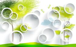  Fák és körök tapéta, 300 x 200 cm