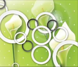  Fekete-fehér ösvény és kör tapéta, 350 x 200 cm