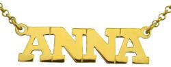  Anna névnyaklánc nyomtatott betűvel, ezüst ékszer aranyozva