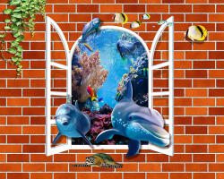  MÉDIA Fotótapéta, Óceán ablakkal motívum, 270 x 200 cm