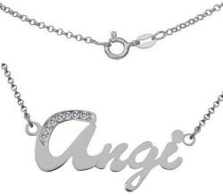  Névmedál nyaklánccal, ezüst ékszer választható névvel ( Angi 45 cm )