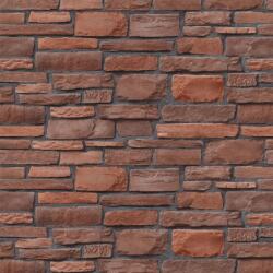  Öntapadó és mosható fali tapéta Vékony téglalap alakú barna és vörös kőfal, 250 x 150 cm