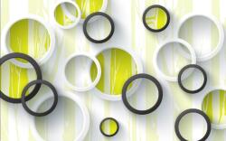  Fehér és fekete körök tapéta, 350 x 250 cm