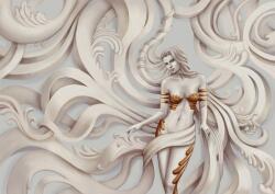  Media " Női portré virágos fali dekorációval" tapéta, 220 x 135 cm