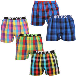 Styx 5PACK férfi bő szárú boxeralsó Styx sportos gumipánt többszínű (5B0112356) L - pepita