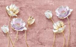  Tapéta Fehér és lila virágok, 350 x 200 cm